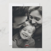 Stijlvolle moderne trendy Kerstmis Red Bow 2 foto Feestdagenkaart (Achterkant)