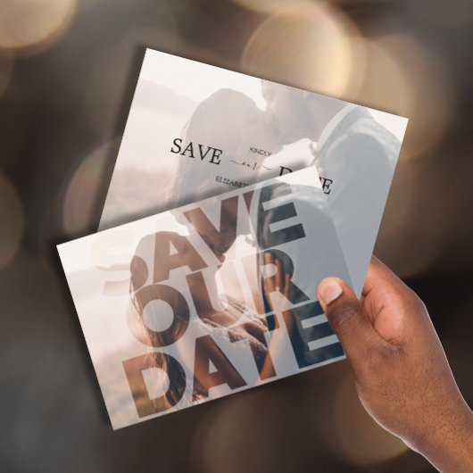 Stijlvolle moderne trouwfoto slaat de datum op save the date