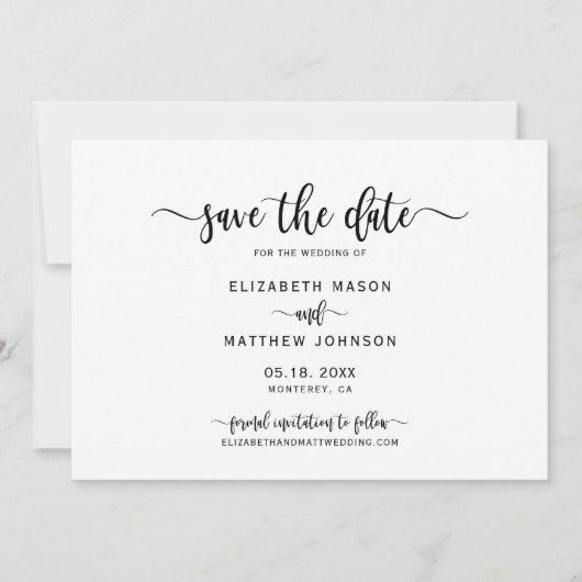 Stijlvolle moderne typografie script één foto brui save the date (Achterkant)