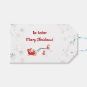 Stijlvolle moderne Unicorn Santa Snow Name Script- Cadeaulabel (Voorkant (Horizontaal))