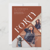 Stijlvolle moderne veertig | 40e verjaardag 3 foto kaart (Voorkant)