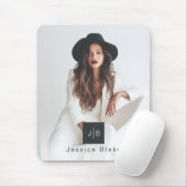 Stijlvolle moderne vrouw ondernemer monogram foto muismat (Met muis)