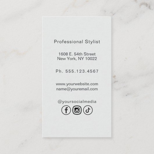 Stijlvolle Moderne Vrouw Ondernemer Monogram Foto Visitekaartje (Achterkant)