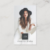 Stijlvolle Moderne Vrouw Ondernemer Monogram Foto Visitekaartje (Voorkant)