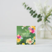 Stijlvolle, moderne Waterverf bloemen botanisch Vierkante Visitekaartje (Staand voorkant)