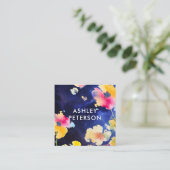 Stijlvolle, moderne Waterverf bloemen botanisch Vierkante Visitekaartje (Staand voorkant)