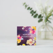 Stijlvolle, moderne Waterverf bloemen botanisch Vierkante Visitekaartje (Staand voorkant)