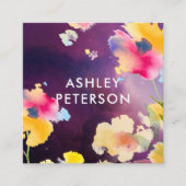 Stijlvolle, moderne Waterverf bloemen botanisch Vierkante Visitekaartje (Voorkant)