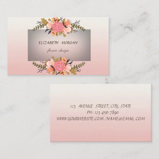 Stijlvolle moderne Waterverf bloemen Visitekaartje (Voorkant / Achterkant)