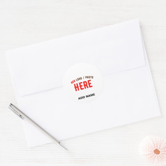 STIJLVOLLE MODERNE WITTE MERKENVELOP RONDE STICKER (Envelop)