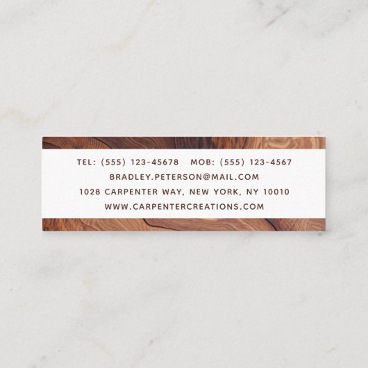 Stijlvolle moderne Wooden Carpentry-constructie Mini Visitekaartje (Achterkant)