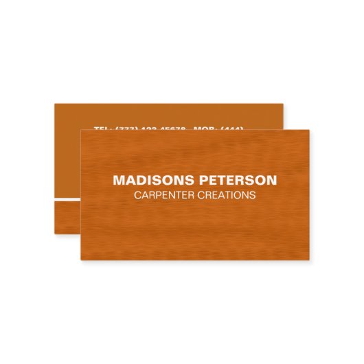 Stijlvolle moderne Wooden Carpentry-constructie Visitekaartje (Voorkant / Achterkant in situ)