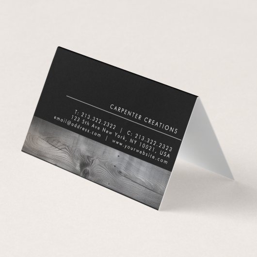 Stijlvolle moderne Wooden Carpentry-constructie Visitekaartje (Achterkant)