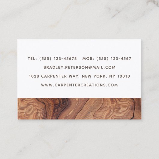 Stijlvolle moderne Wooden Carpentry-constructie Visitekaartje (Achterkant)