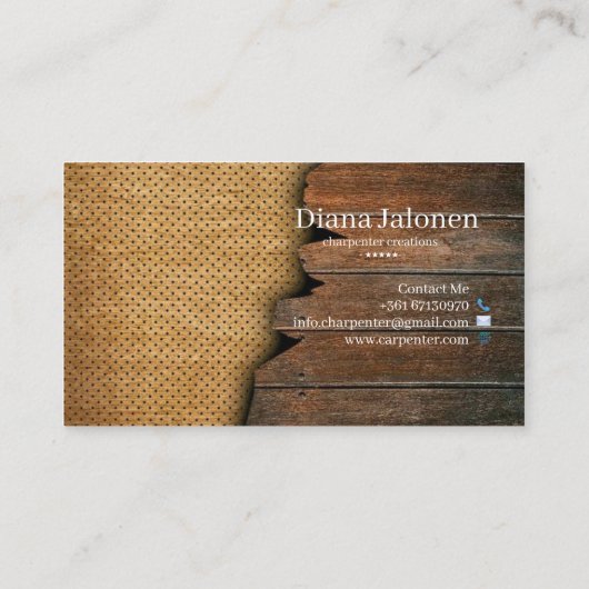 Stijlvolle moderne Wooden Carpentry-constructie Visitekaartje (Achterkant)