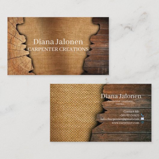Stijlvolle moderne Wooden Carpentry-constructie Visitekaartje (Voorkant / Achterkant)