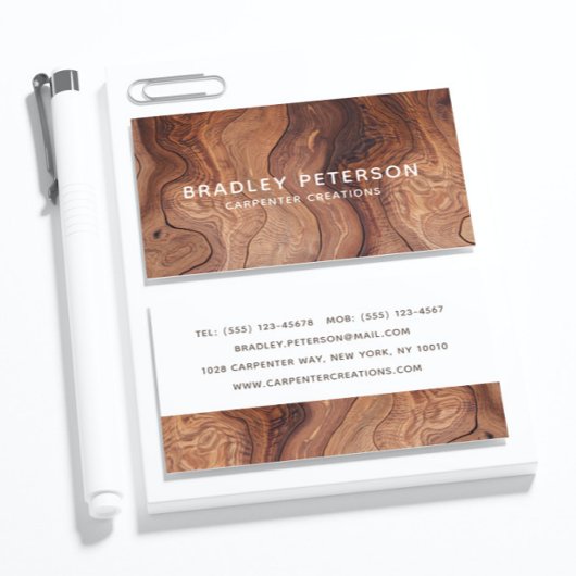 Stijlvolle moderne Wooden Carpentry-constructie Visitekaartje