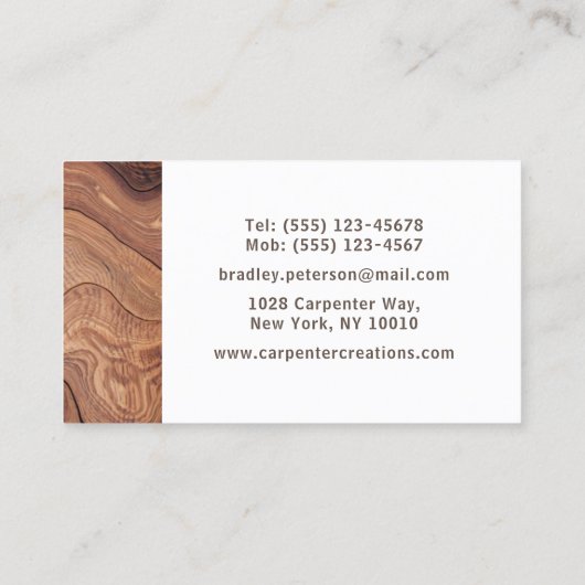 Stijlvolle moderne Wooden Carpentry-constructie Visitekaartje (Achterkant)