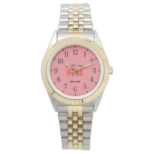 STIJLVOLLE MODERNE ZILVERACHTIGE GOUDEN ZALM ROZE HORLOGE