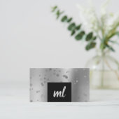 Stijlvolle moderne zilveren confetti-stippen visitekaartje (Staand voorkant)