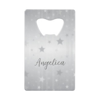 Stijlvolle, moderne zilversterren elegante metalen creditkaart flessenopener