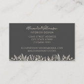 Stijlvolle moderne zwart-wit bloemige kunst grens visitekaartje (Achterkant)