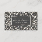 Stijlvolle moderne zwart-wit bloemige kunst grens visitekaartje (Voorkant)