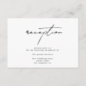 Stijlvolle moderne zwart wit bruiloft receptie informatiekaartje (Voorkant)