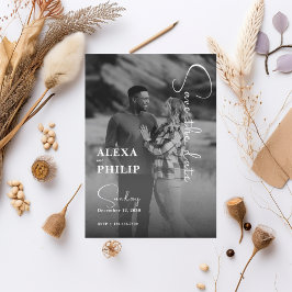 Stijlvolle moderne zwart witte foto bruiloft kaart