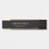 Stijlvolle, moderne zwarte en goudglamour-Sjabloon Deurbordje (Voorkant)