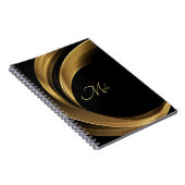 Stijlvolle moderne zwarte en goudmonogram-naam notitieboek (Rechterzijde)