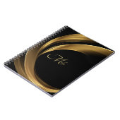 Stijlvolle moderne zwarte en goudmonogram-naam notitieboek (Linkerzijde)