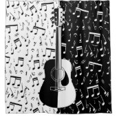 Stijlvolle moderne zwarte en witte gitaarmuziek douchegordijn (Voorkant)