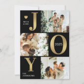 Stijlvolle moderne zwarte fotocollage Joy Christma Feestdagenkaart (Voorkant)