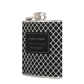 Stijlvolle moderne zwarte ivoor Quatrefoil naam br Heupfles (Links)