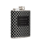 Stijlvolle moderne zwarte ivoor Quatrefoil naam br Heupfles (Rechts)