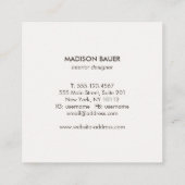 Stijlvolle, moderne zwarte linen Professional Vierkante Visitekaartje (Achterkant)