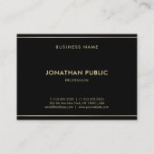 Stijlvolle, moderne zwarte luxekleuren, eenvoudig  visitekaartje (Achterkant)