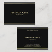 Stijlvolle, moderne zwarte luxekleuren, eenvoudig  visitekaartje (Voorkant / Achterkant)