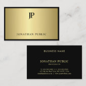 Stijlvolle, moderne zwarte monogram Glamoureus Lux Visitekaartje (Voorkant / Achterkant)