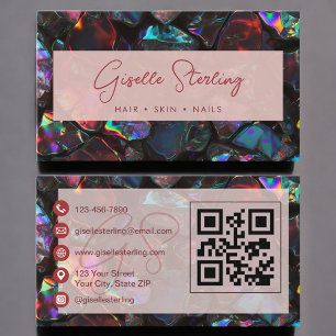 Stijlvolle moderne zwarte opal professionele QR-co Visitekaartje