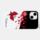 Stijlvolle, moderne zwarte rode vlindervlies Case-Mate iPhone case (Achterkant (horizontaal))