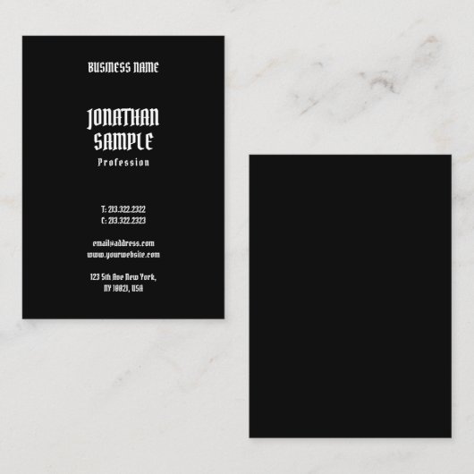 Stijlvolle, moderne zwarte Sjabloon Visitekaartje (Voorkant / Achterkant)