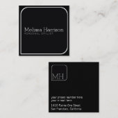 Stijlvolle moderne zwarte vierkant professionele s vierkante visitekaartje (Voorkant / Achterkant)