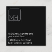 Stijlvolle moderne zwarte vierkant professionele s vierkante visitekaartje (Achterkant)