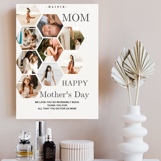 Stijlvolle moeder Fotocollage elegant Feestdagenkaart