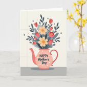 Stijlvolle Moederdag Theekopje Kaart (Gele Bloem)
