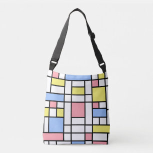 Stijlvolle Mondriaan Abstracte Kunst met Pastelkle Crossbody Tas