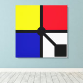Stijlvolle Mondriaan Basiskleuren Canva Canvas Afdruk (Insitu (Houten vloer))