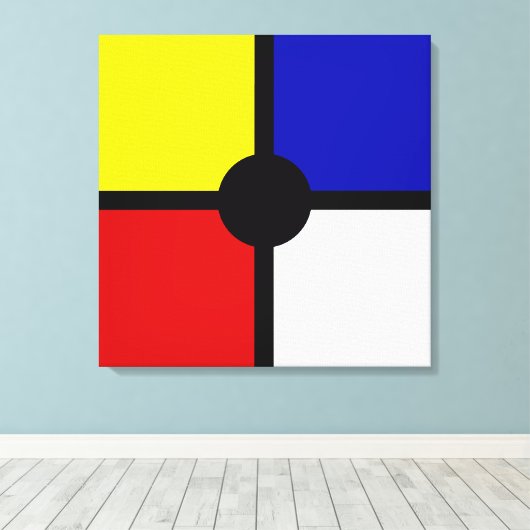 Stijlvolle Mondriaan Geïnspireerde Kunst & Basiskl Canvas Afdruk (Insitu (Houten vloer))